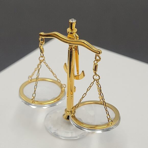 Swarovski Clear Gold Balance Scales Crystal Memories Vtg - Picture 1 of 7